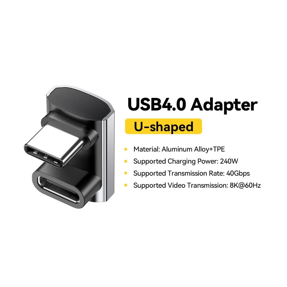 USB4.0 240W 90-grādu OTG datu adapteris 8K