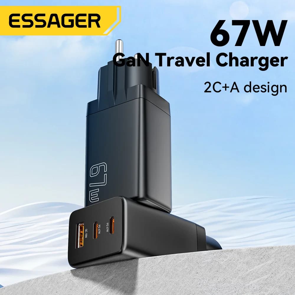 GaN USB Type-C lādētājs ar EU/KR kontaktdakšas opcijām
