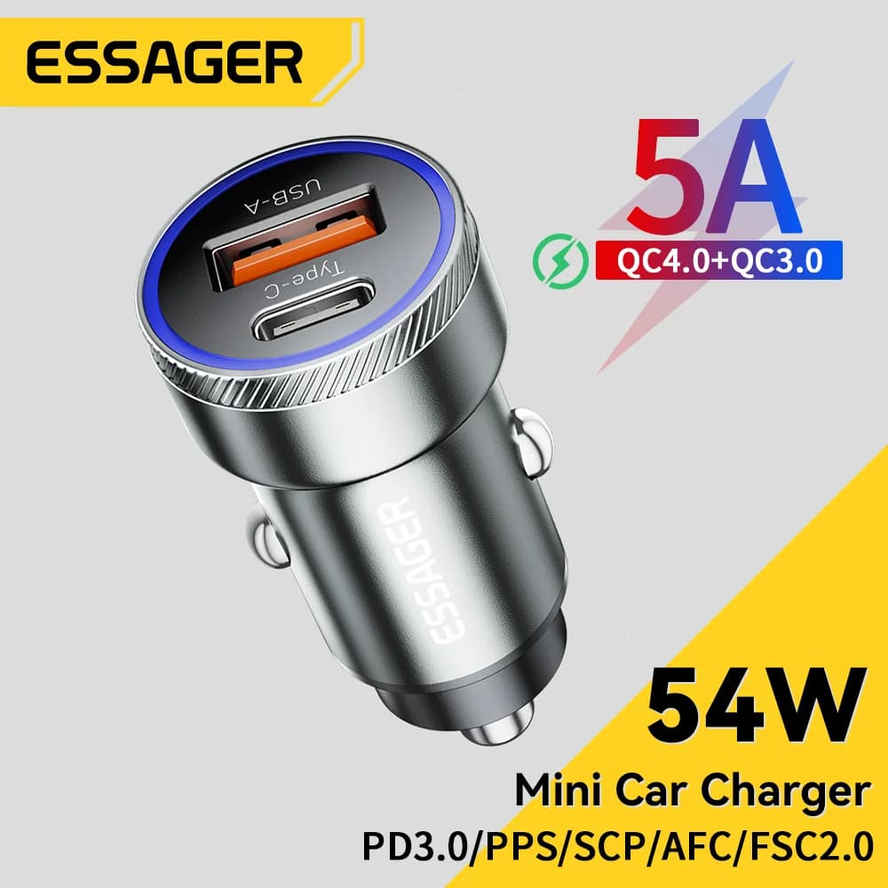 54W USB automašīnas lādētājs ar PD un QC 3.0