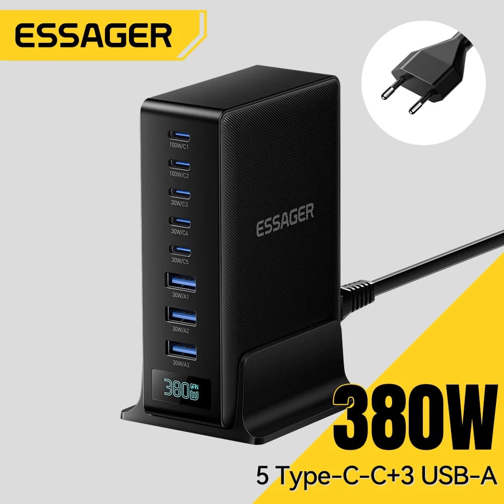 380W 8-in-1 GaN galda lādētāja statīvs