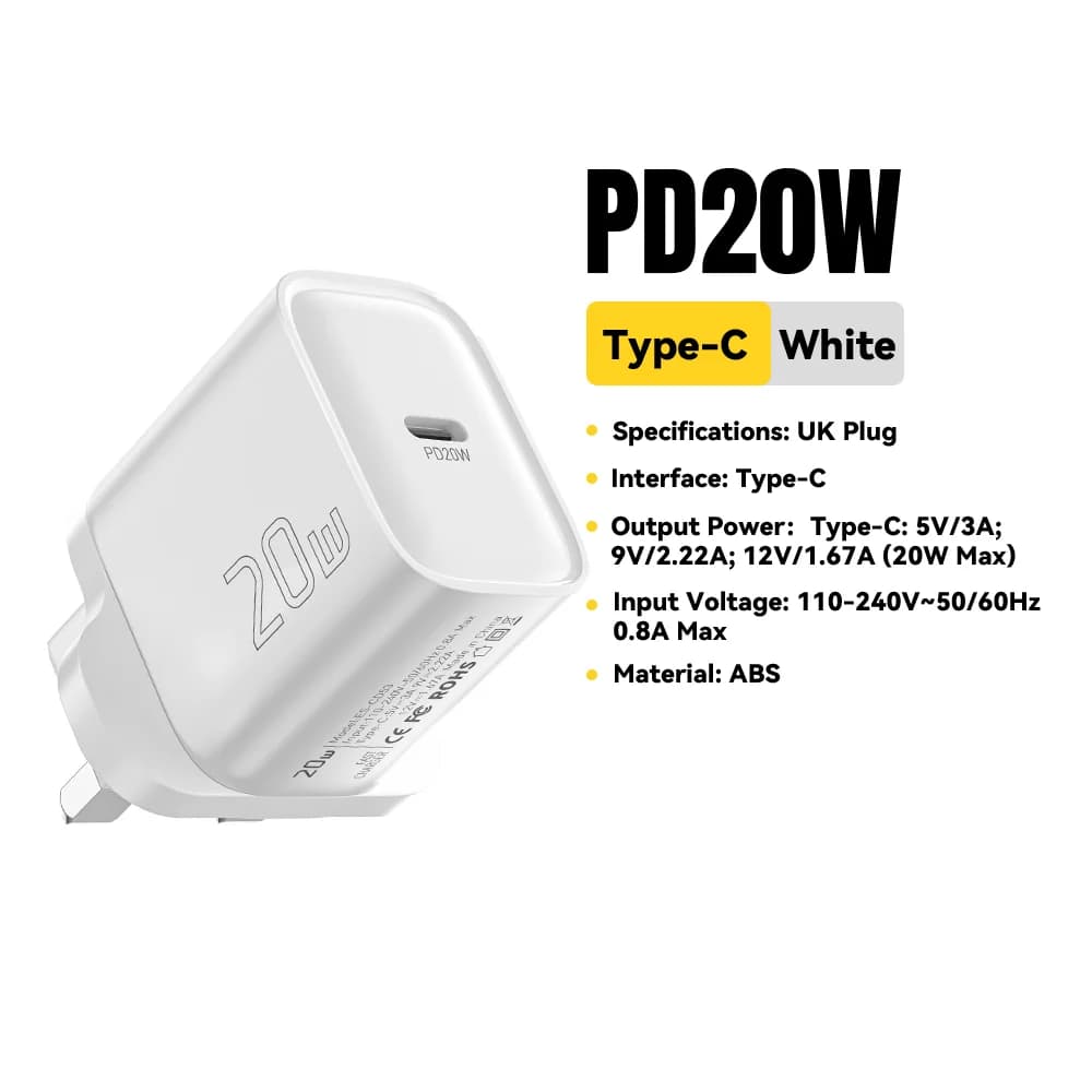 Mini 20W USB-C PD ātra sienas lādētāja
