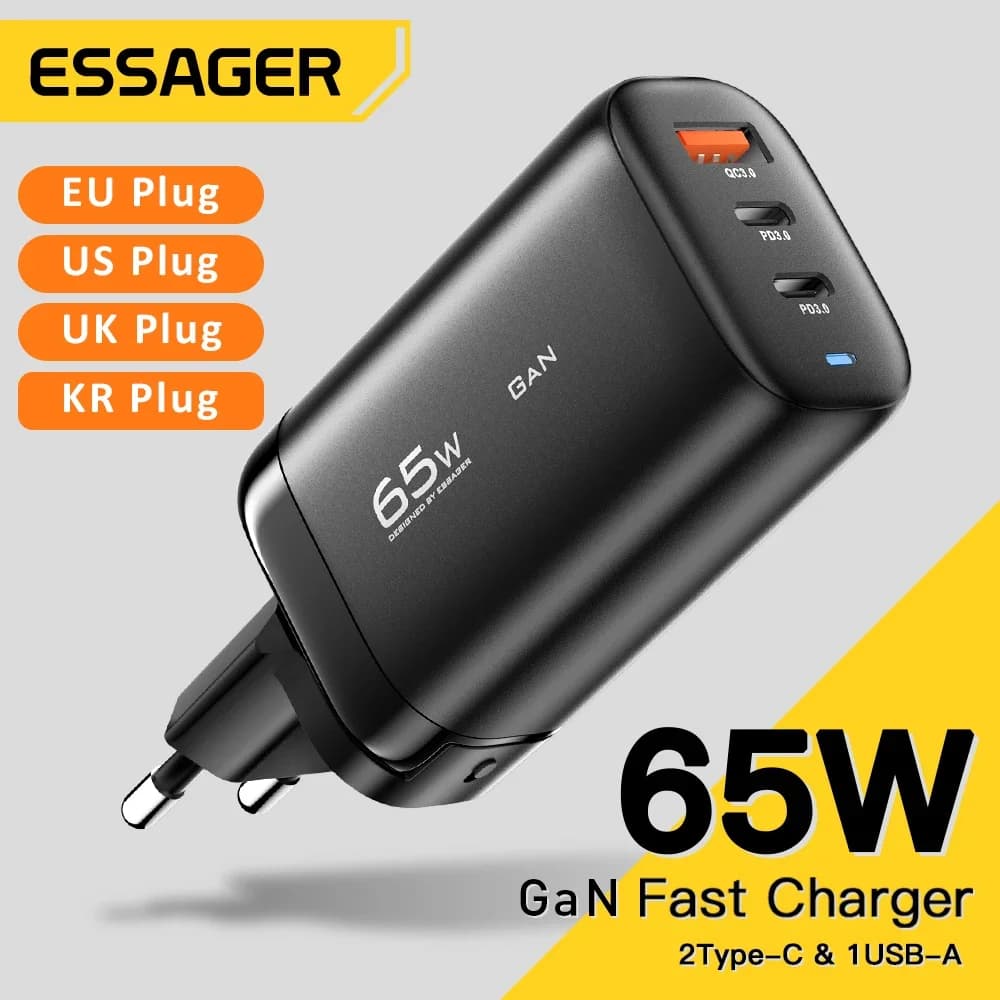 65W GaN USB-C klēpdatora lādētājs, PPS