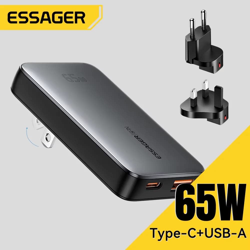 65W ļoti plāns GaN USB-C ceļojumu lādētājs