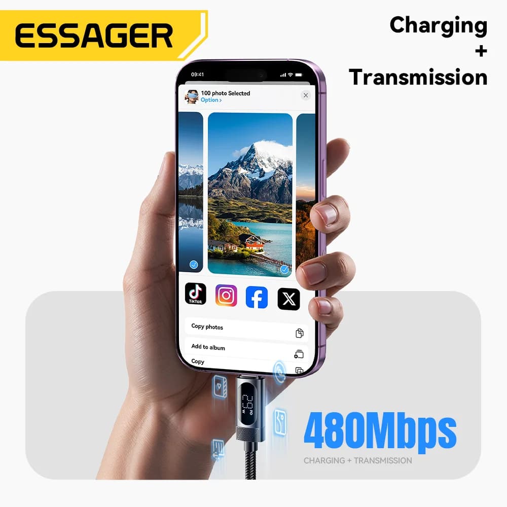 USB-C uz Lightning kabelis ar digitālu displeju, 29W PD