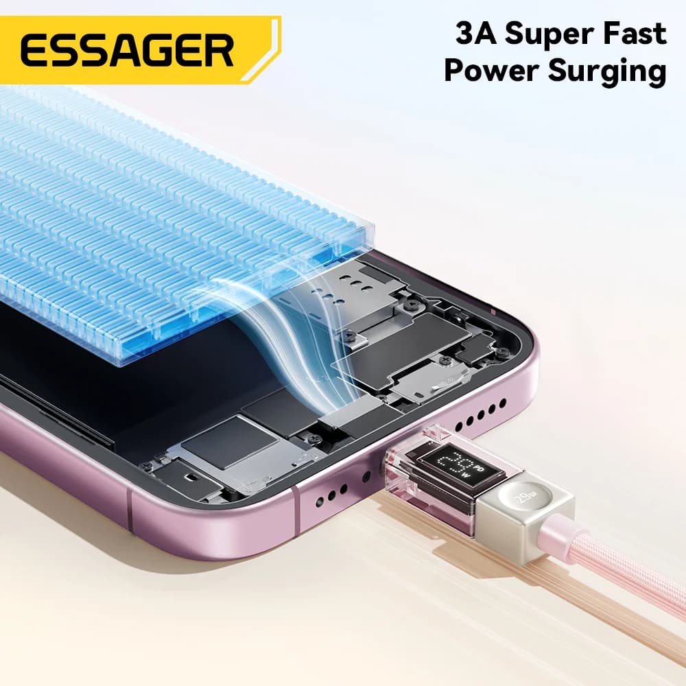 USB-C uz Lightning kabelis ar digitālo displeju