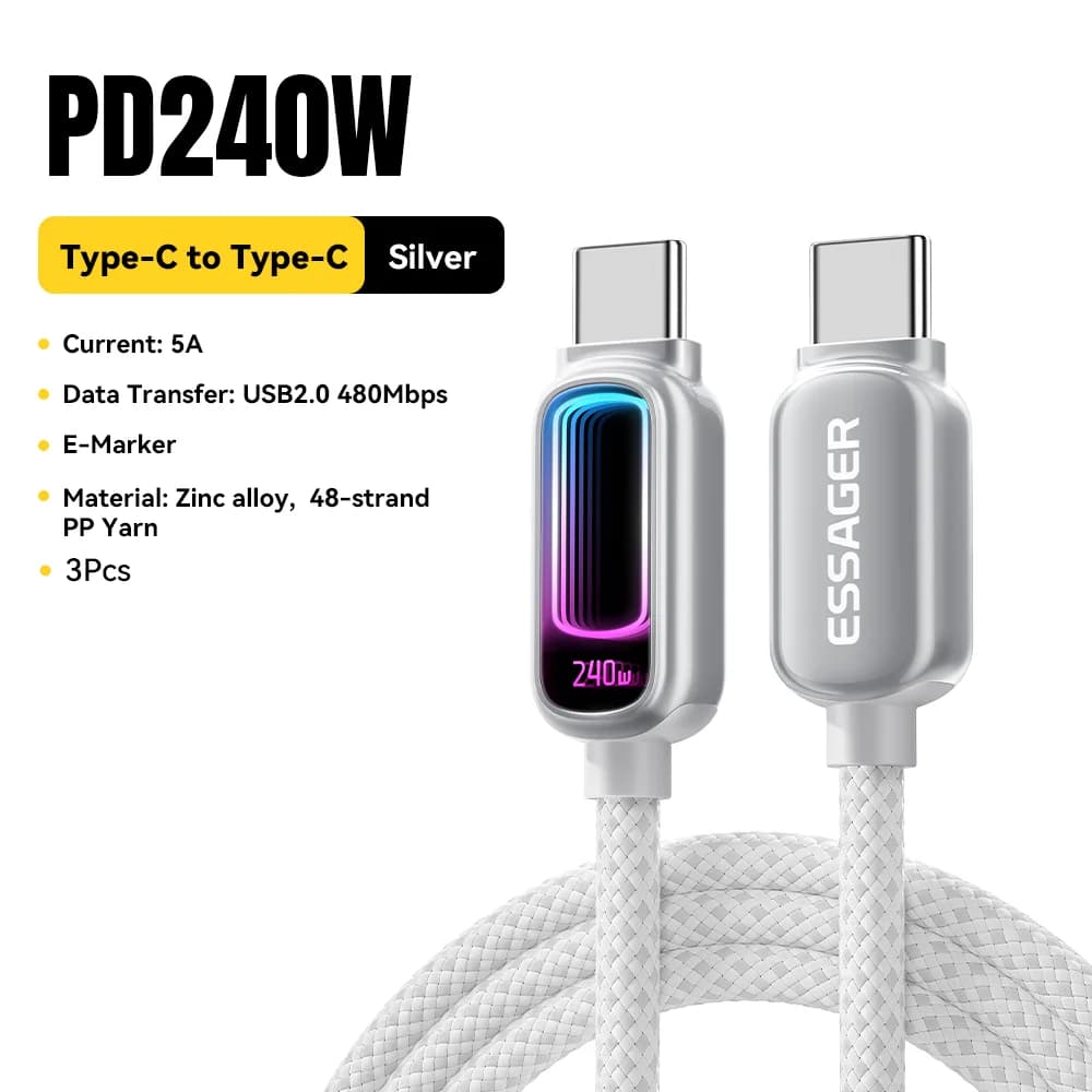 240W E-Marker USB-C uz USB-C PD 3.1 kabelis