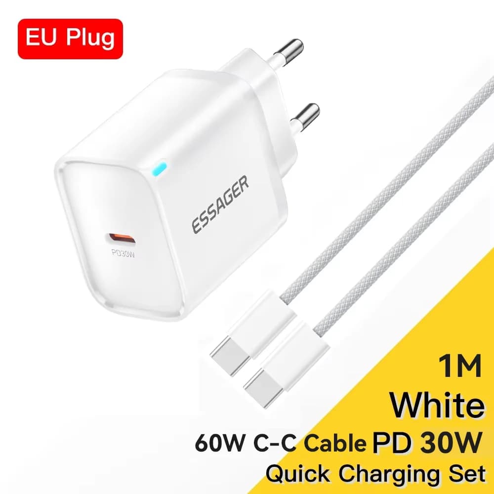 30W Mini USB-C Lādētājs ar Lightning Kabeli