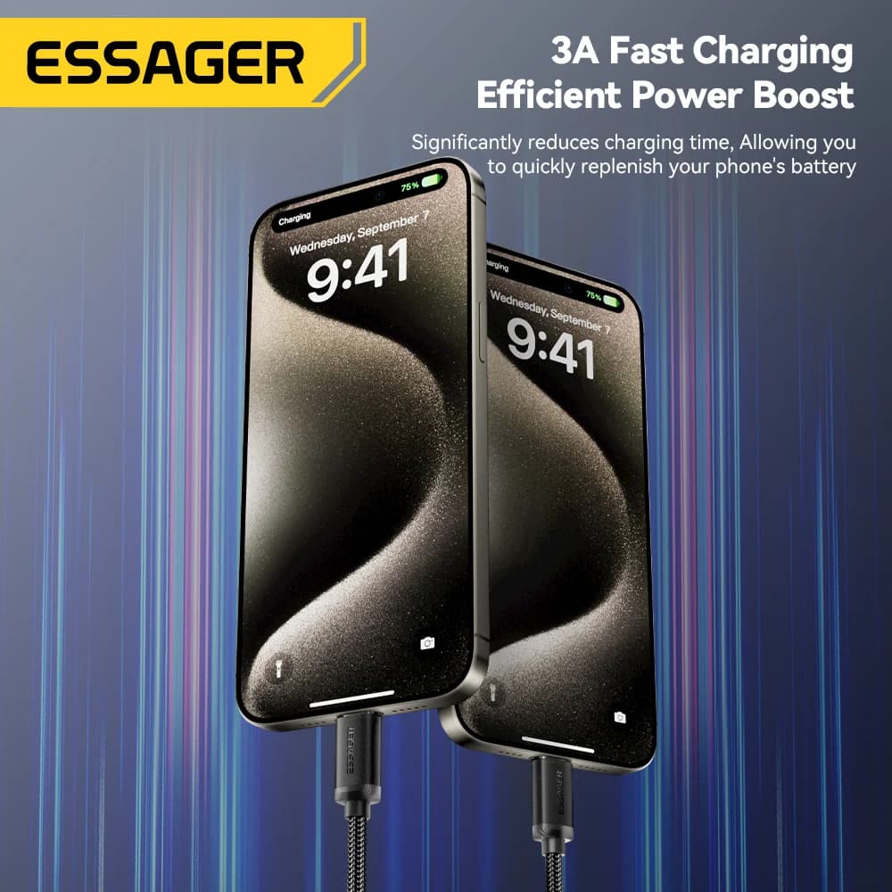 USB-A uz USB-C ātrās uzlādes datu kabelis, 3A