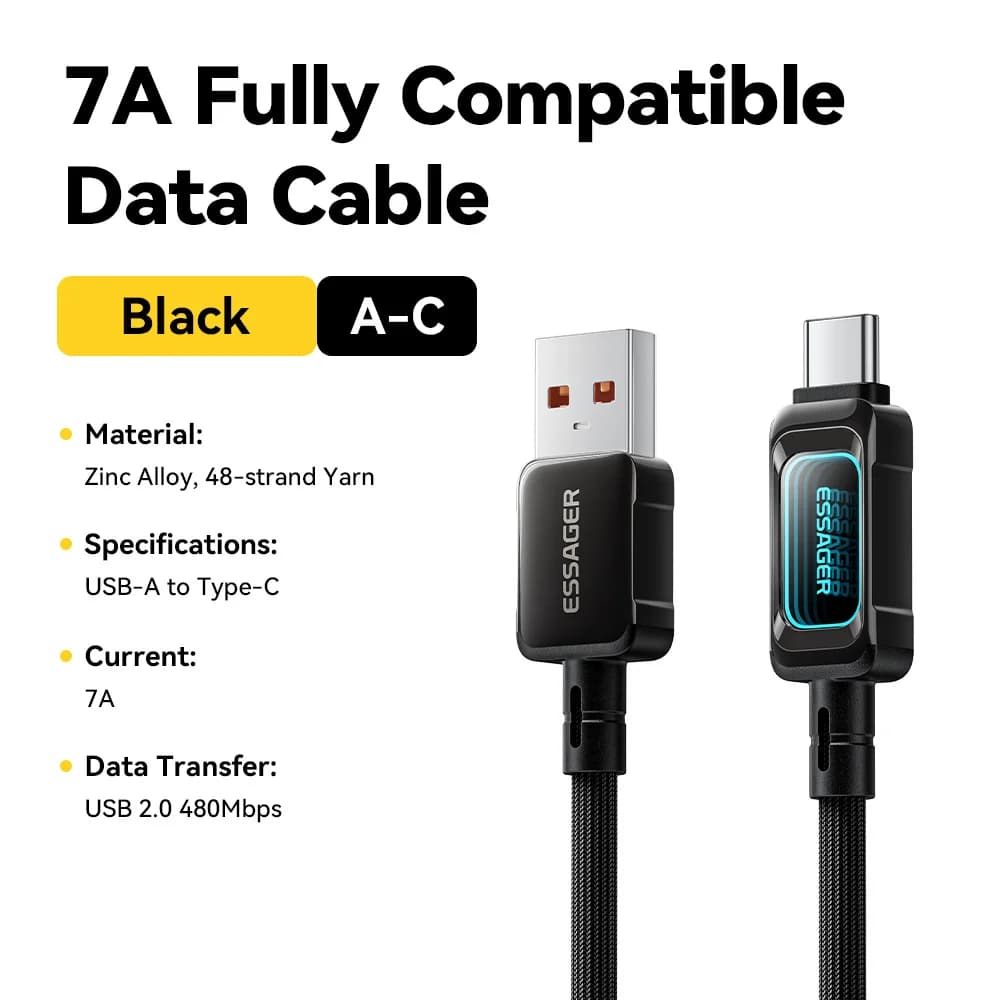 100W LED USB-C uz USB-C ātrās uzlādes kabelis