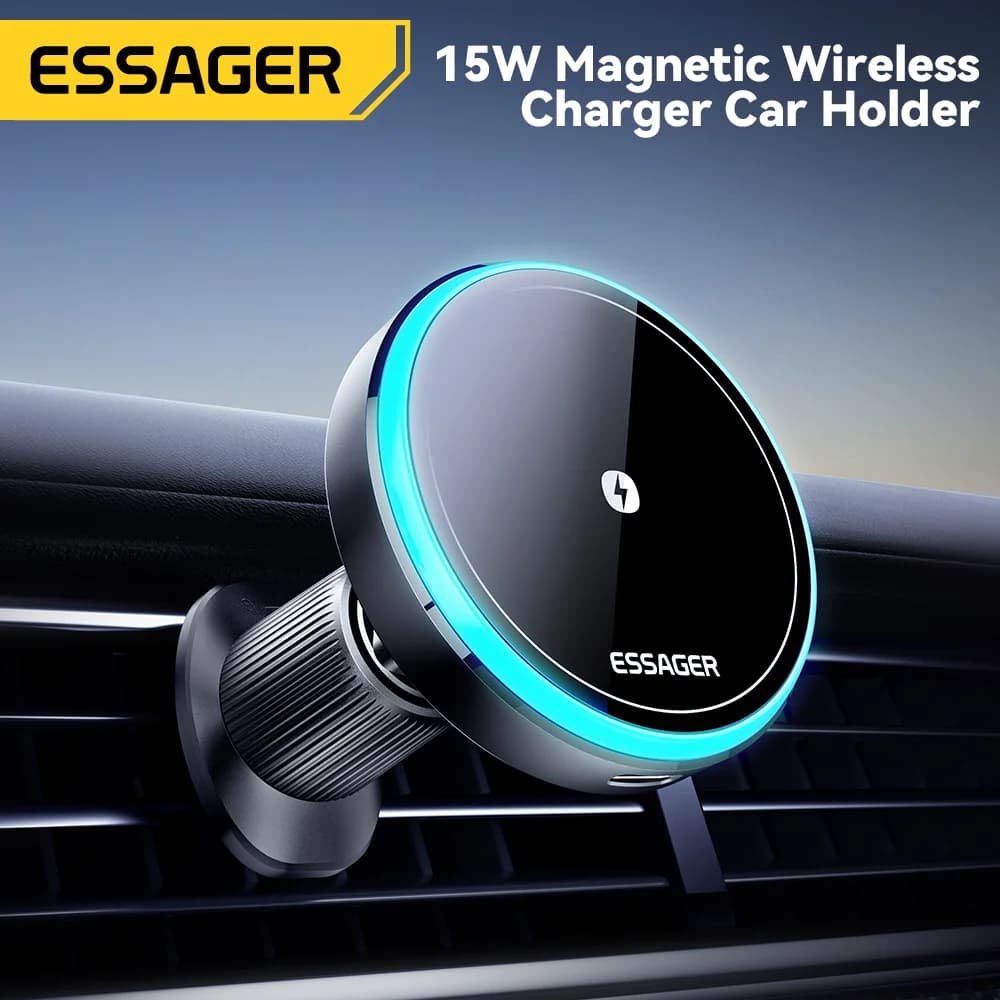 15W magnētiska bezvadu automašīnas lādētāja statīvs ar LED
