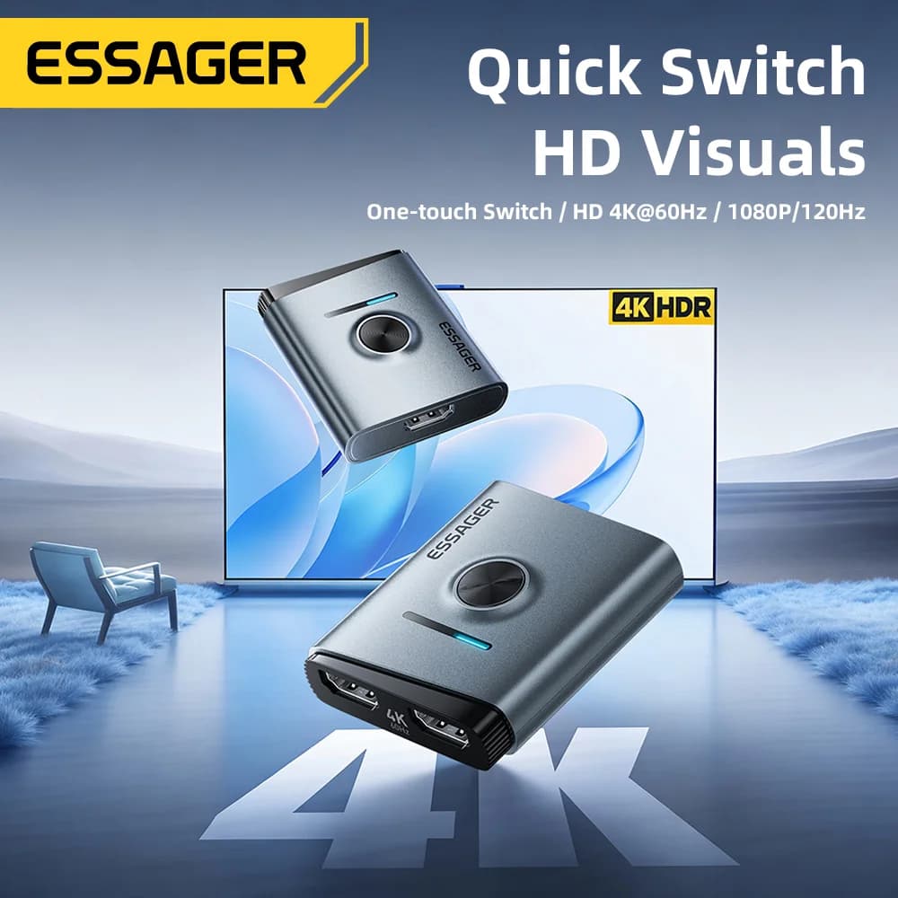 4K 60Hz HDMI pārslēdzējs 2-in-1 sadalītāja adapteris