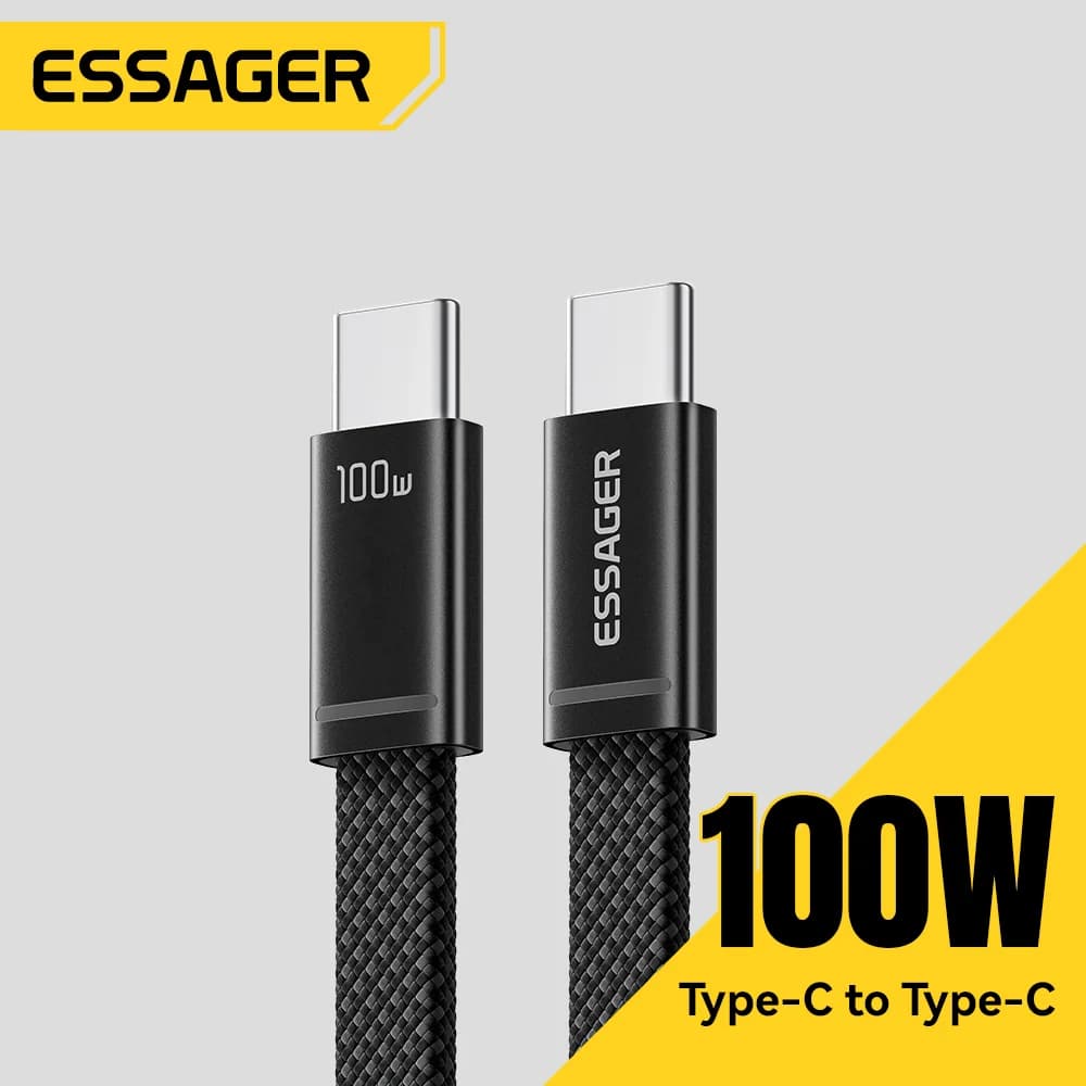 100W plāns USB-C uz USB-C PD ātrās uzlādes kabelis
