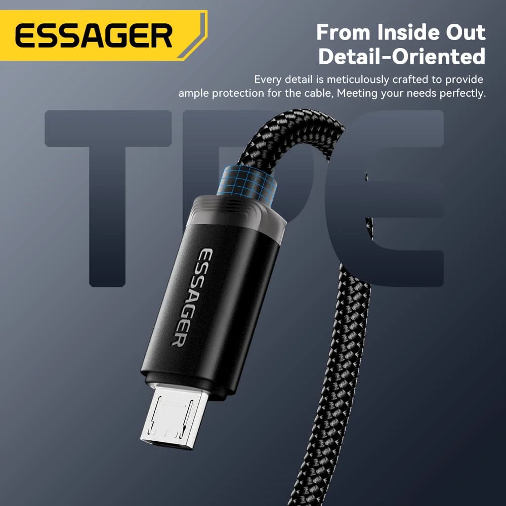 2-in-1 USB Type-C un Micro USB ātrās uzlādes kabelis