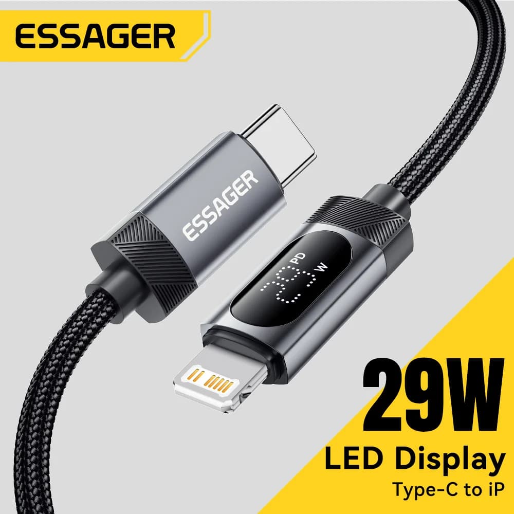 USB-C uz Lightning kabelis ar digitālu displeju, 29W PD