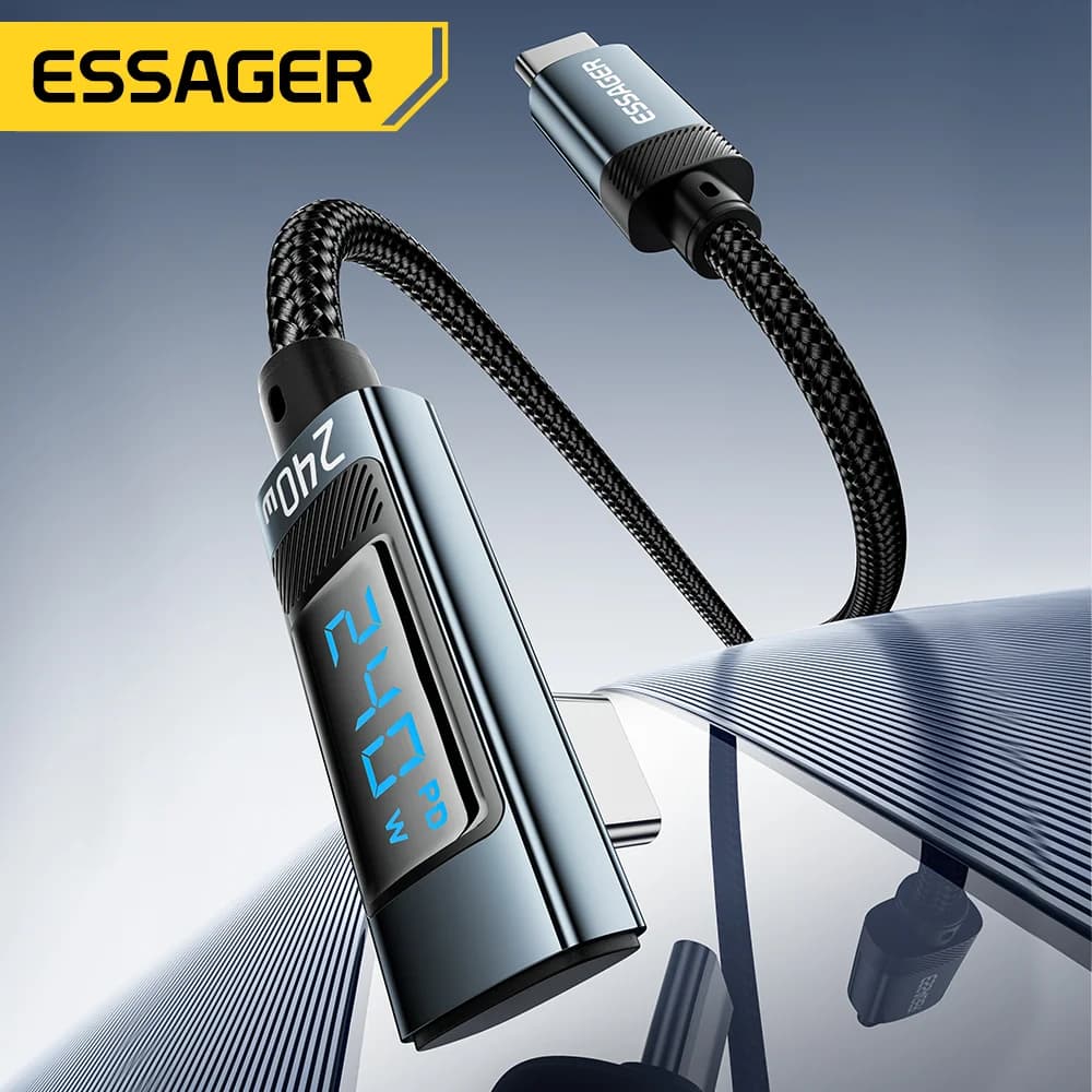 240W USB-C uz USB-C kabelis ar 90 grādu leņķi