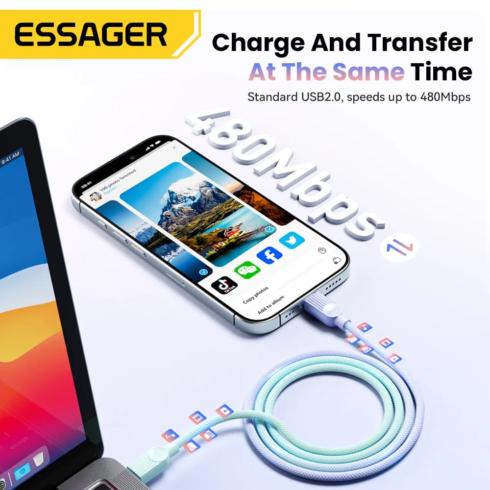 60W Krāsu USB-C uz USB-C ātrās uzlādes kabelis