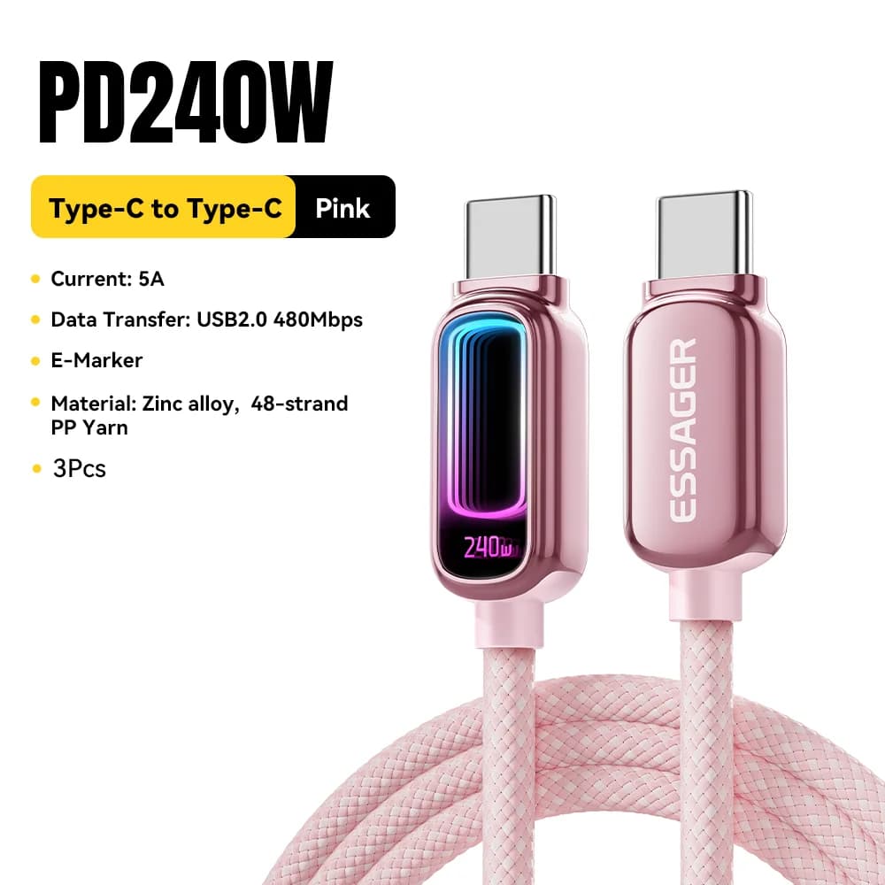 240W E-Marker USB-C uz USB-C PD 3.1 kabelis