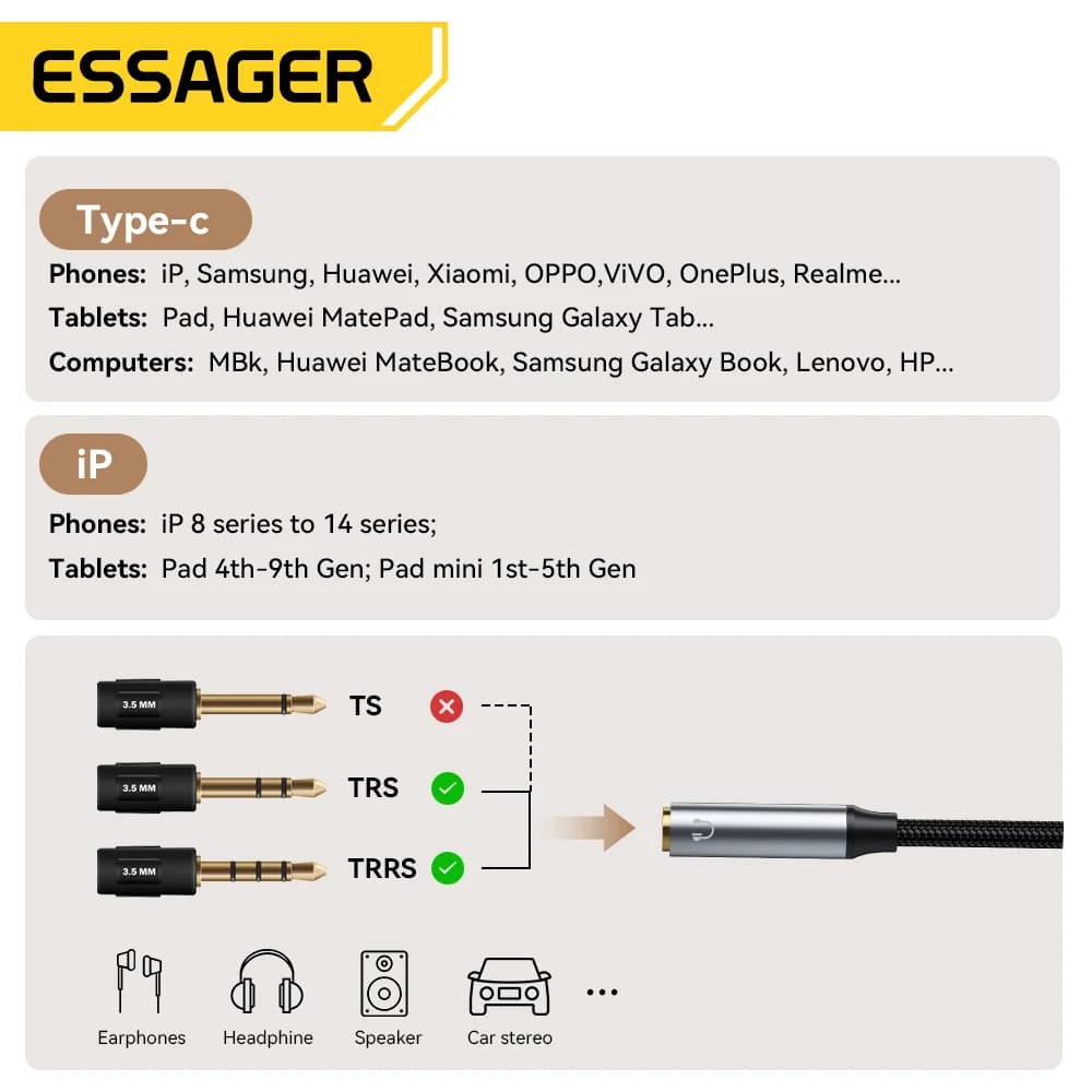 L-veida USB-C uz 3.5mm audio adapteris