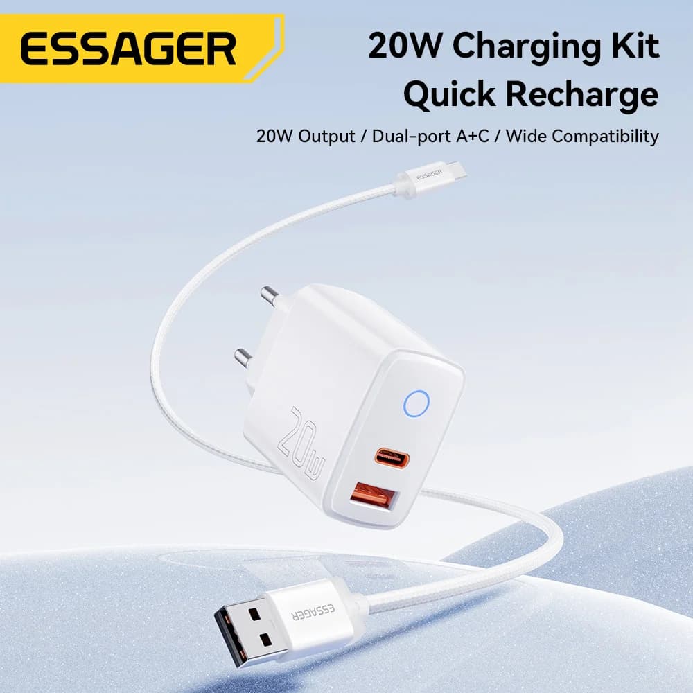 20W USB-C PD ātrās uzlādes komplekts