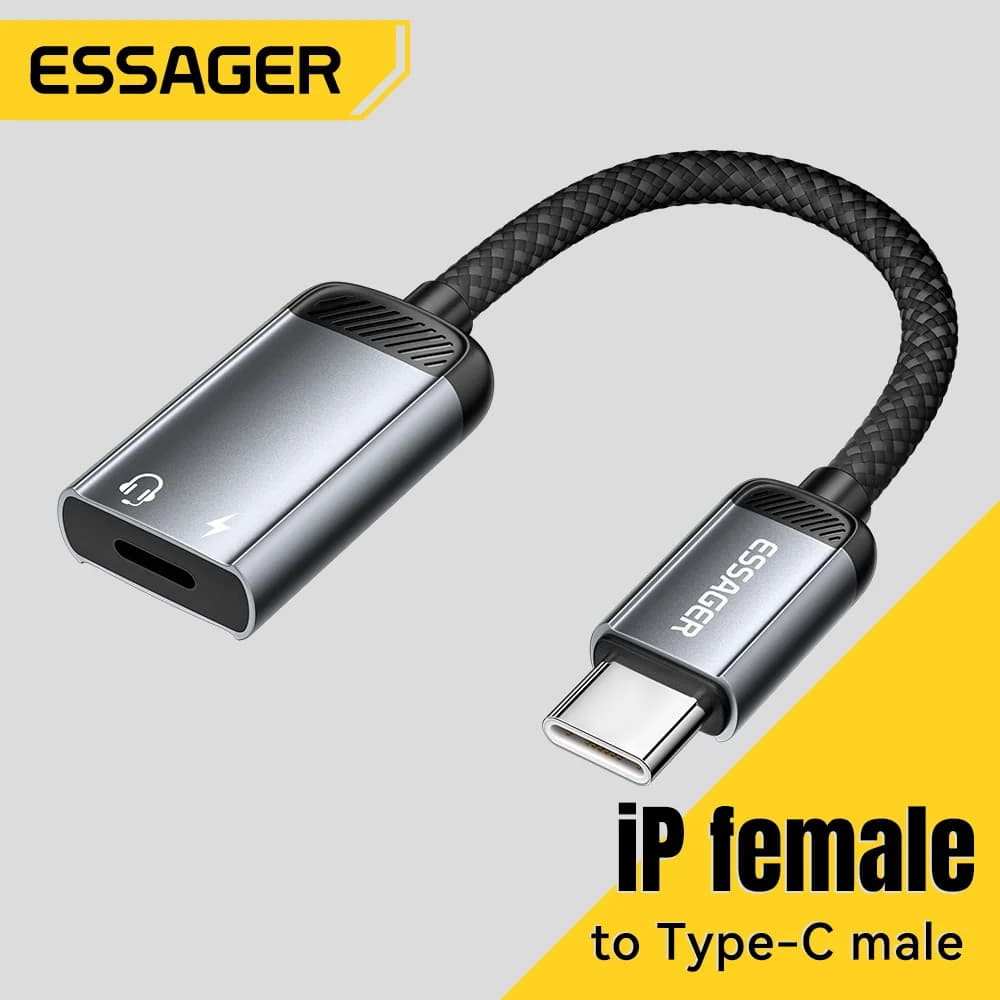 USB-C sieviešu uz Lightning vīriešu OTG audio adapteris
