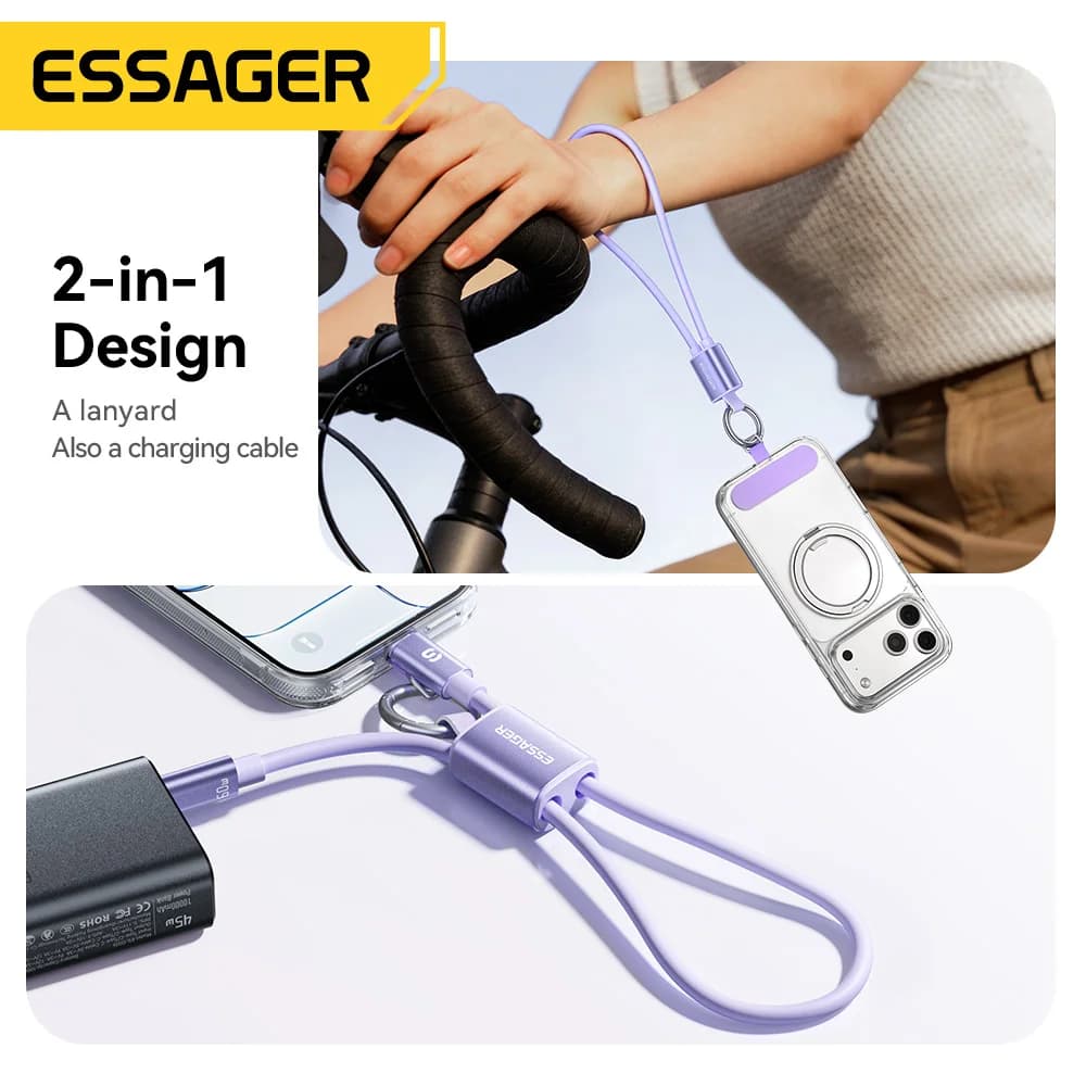 60 W īsa USB-C uz USB-C kakla siksnas kabeļa